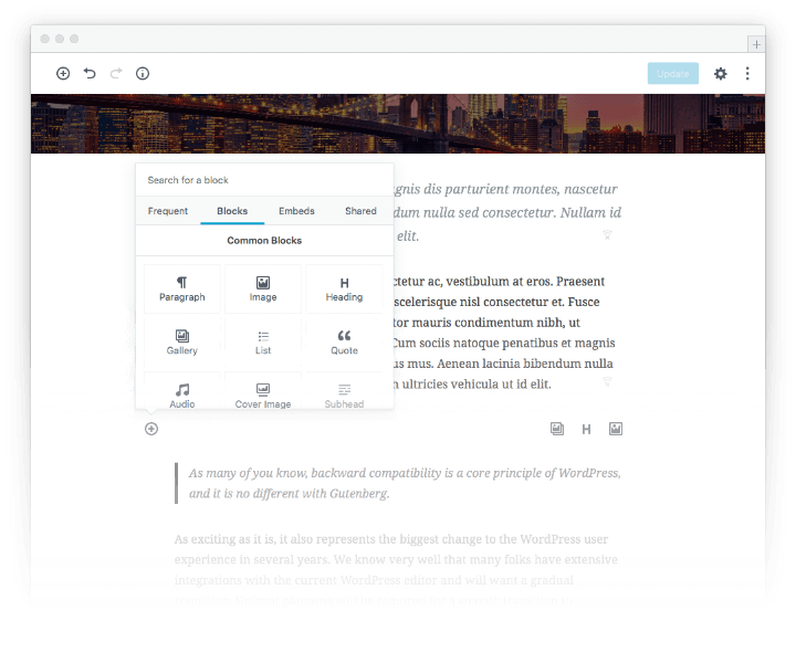 WordPress Gutenberg editor
