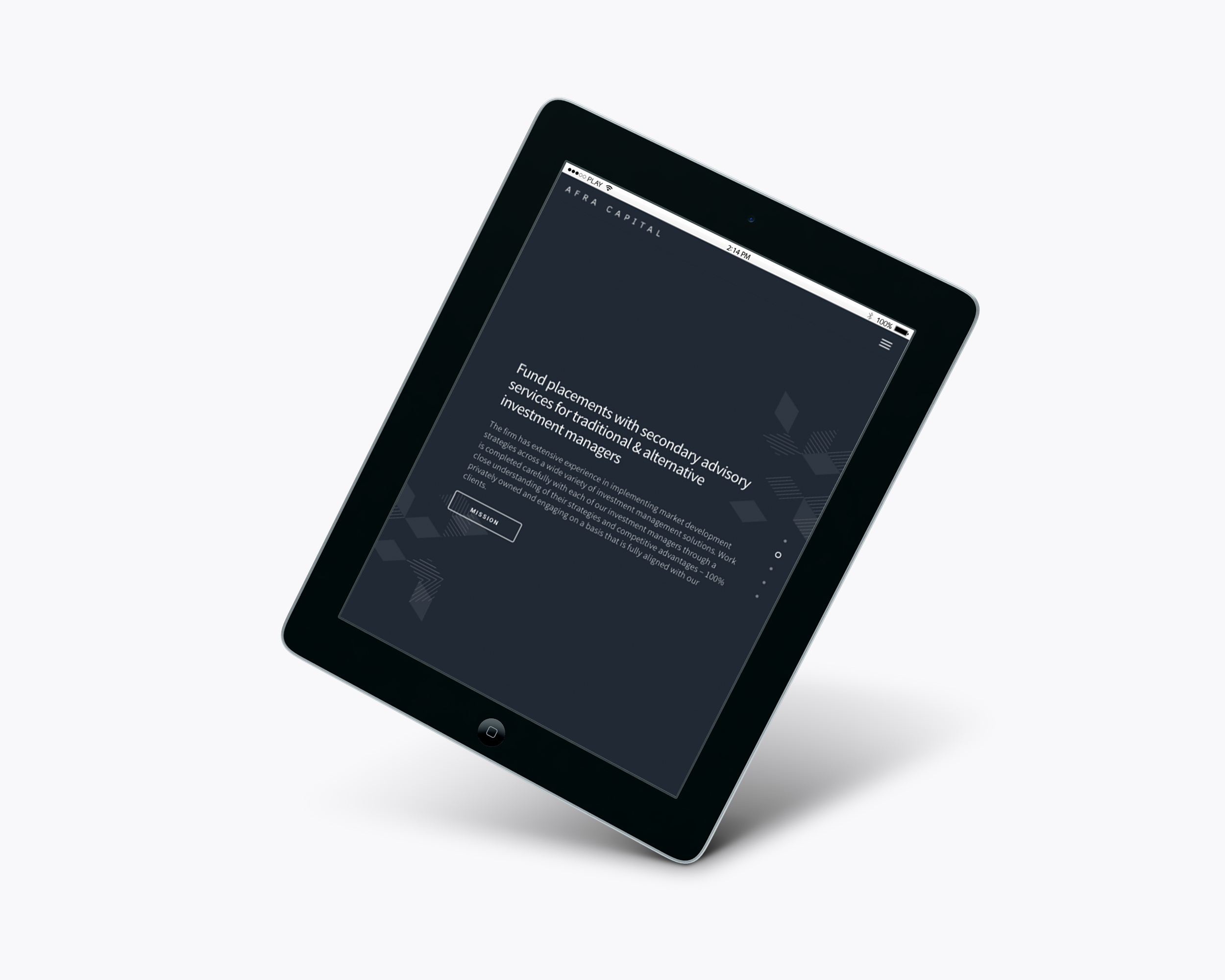 Afra Capital Web Design on iPad