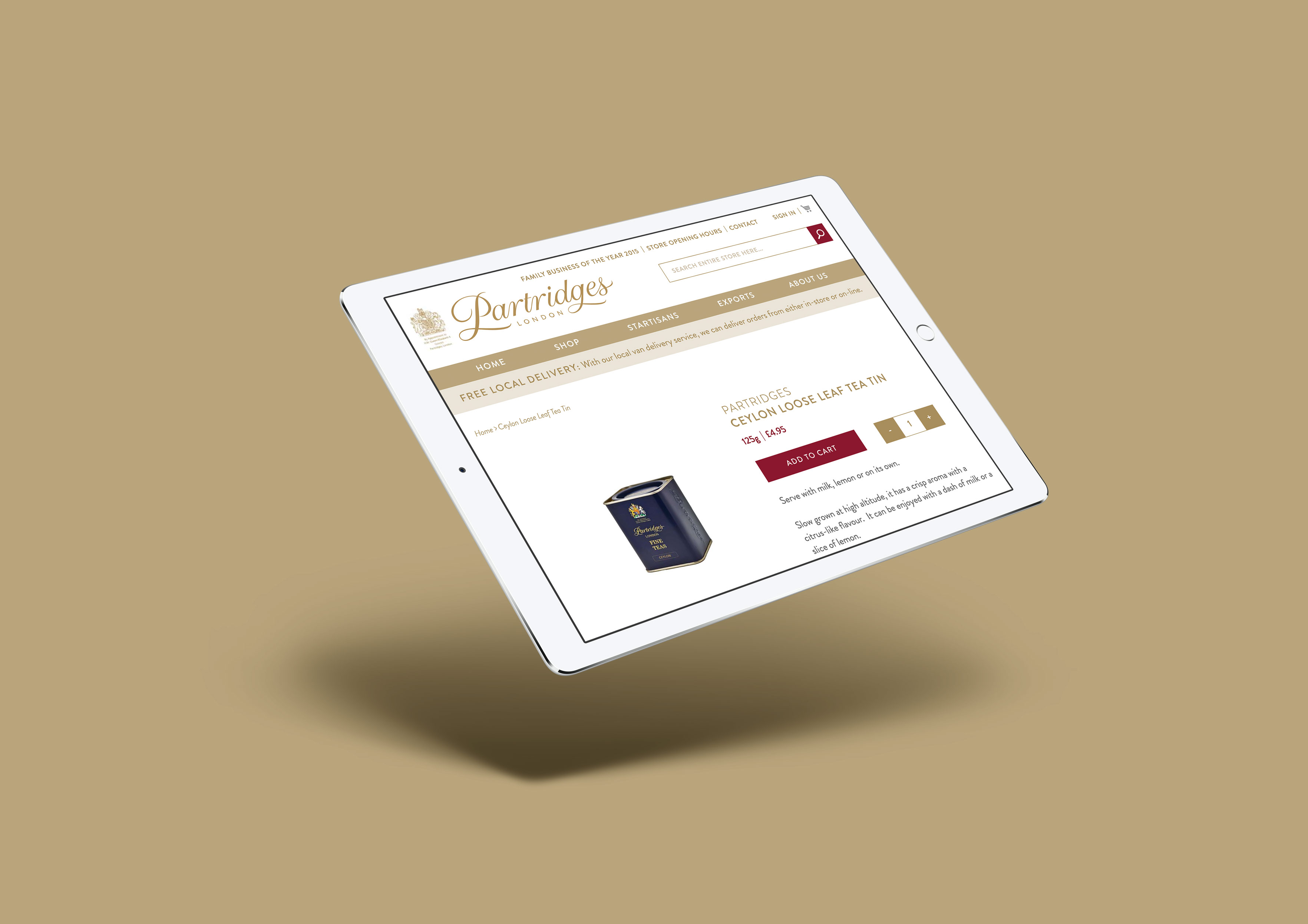 partridges mobile website for ecommerce