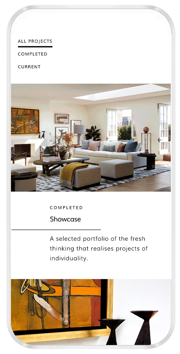 website for interior designer iphone mockup