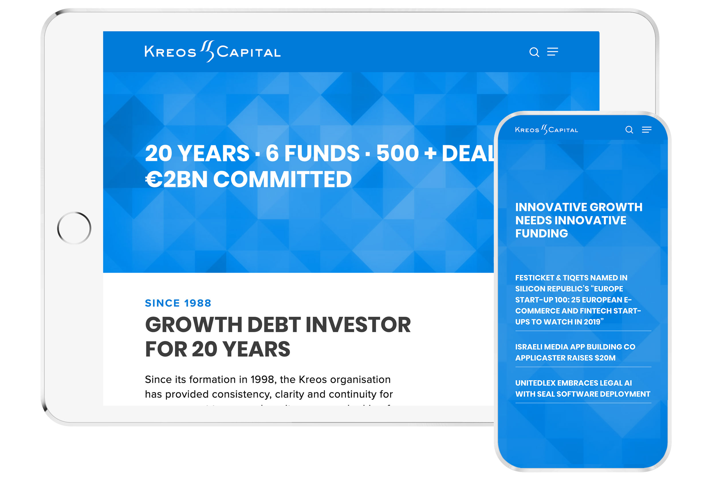 kreos iphone and ipad mockup financial company