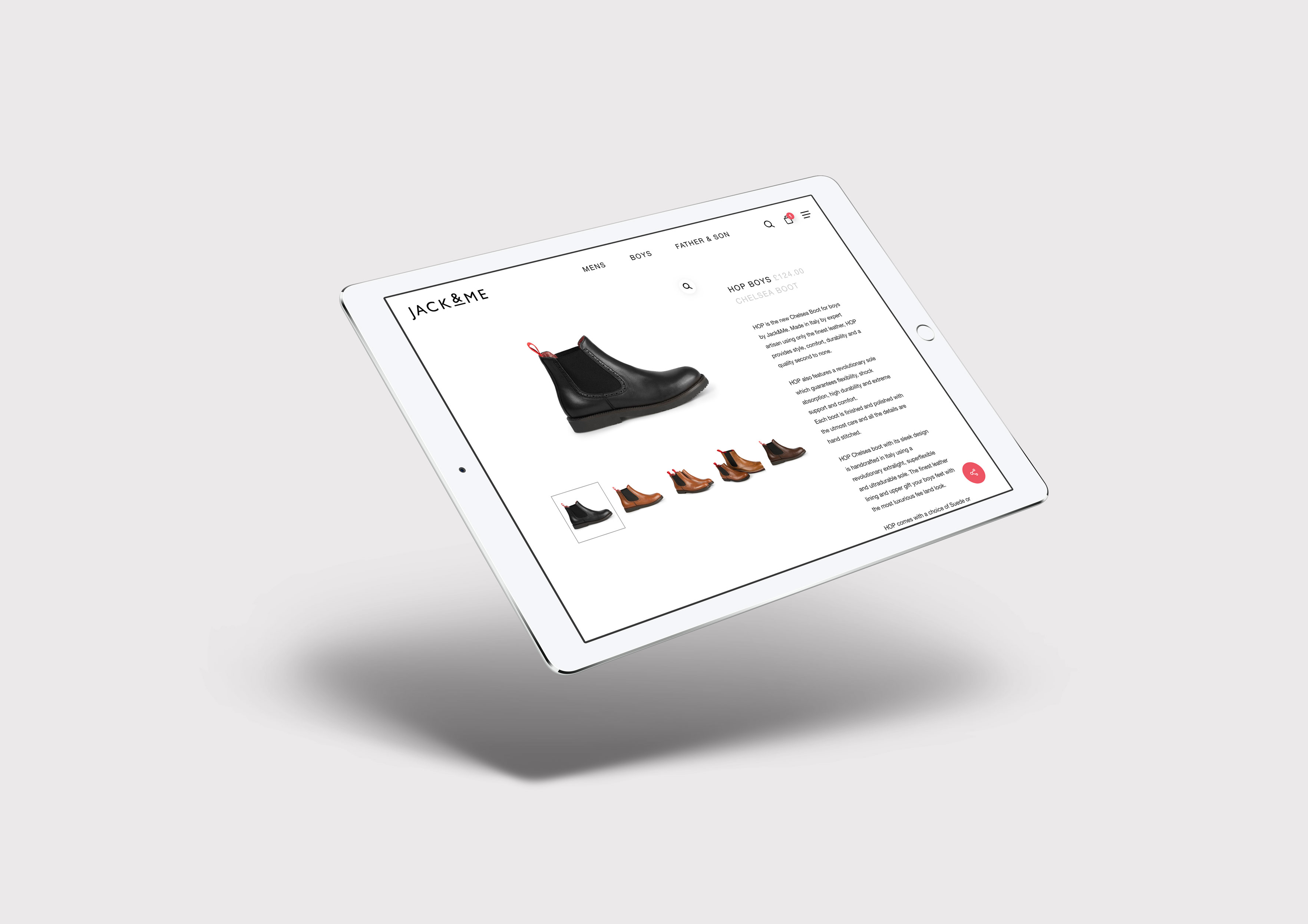 jack and me ecommerce website mockup