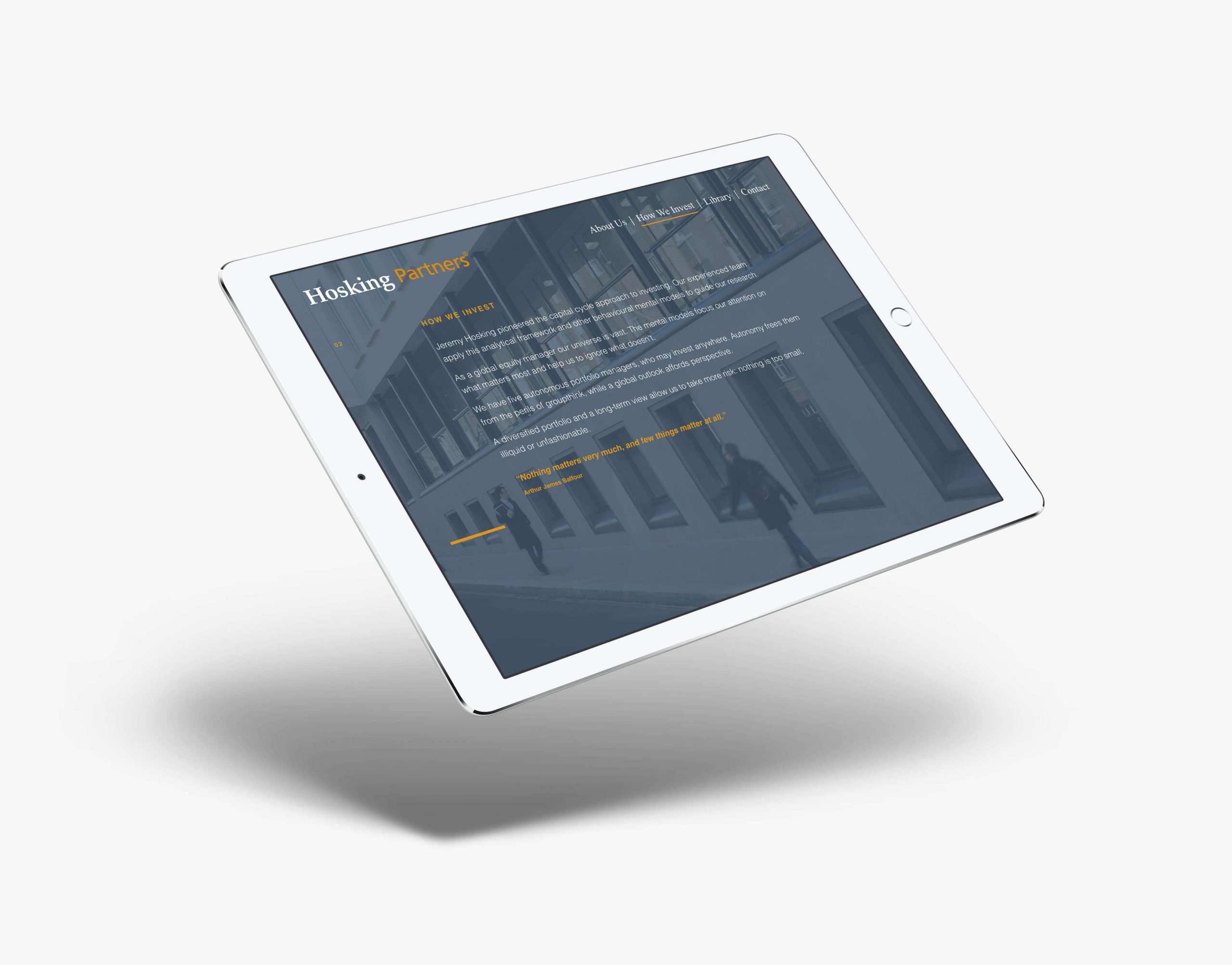hosking partners tablet website design