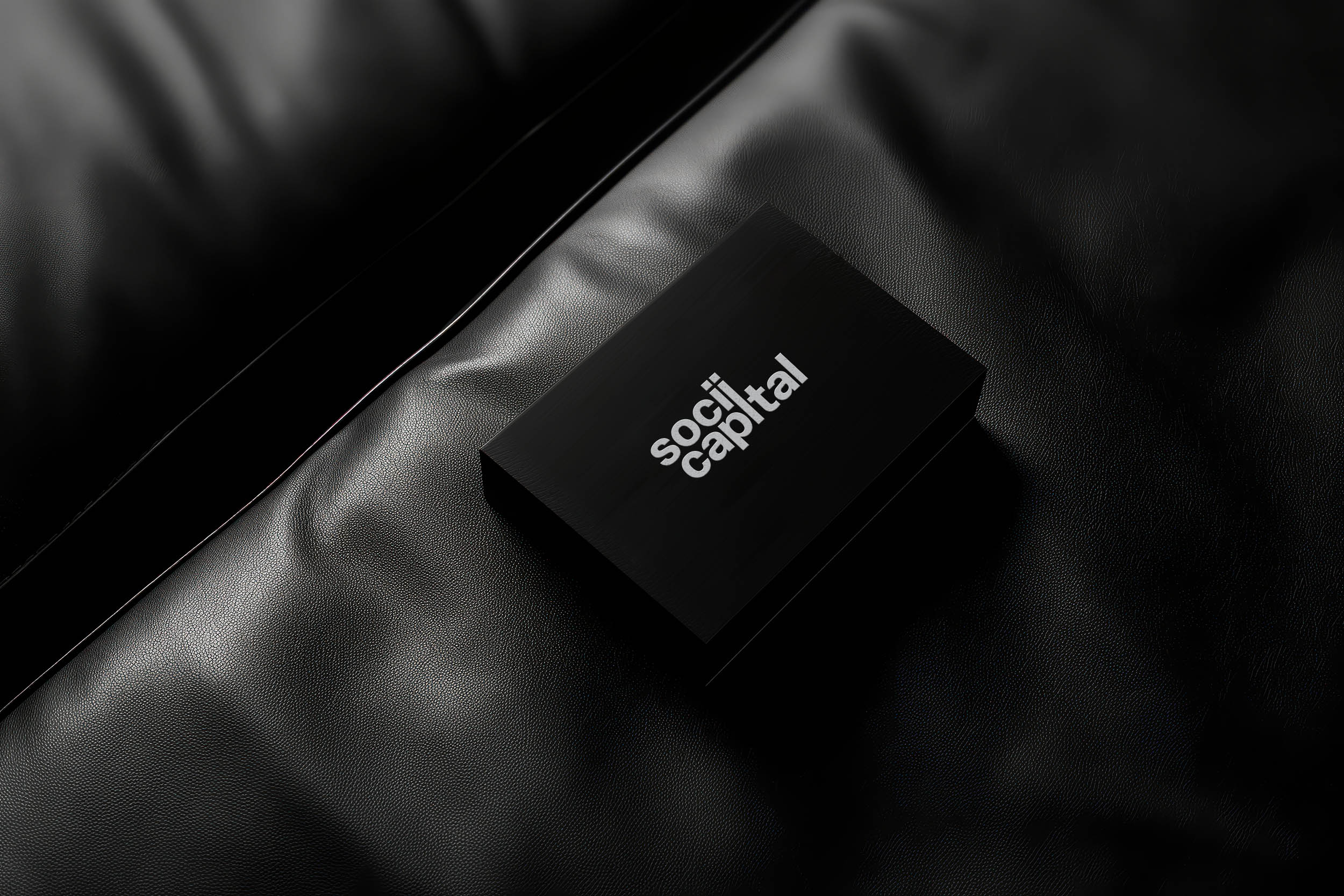 Business card on dark background