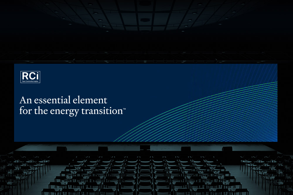 auditorium showing RCi brand elements designed by web agency
