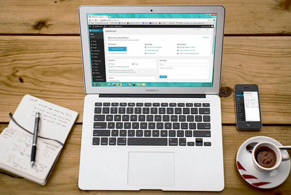 WordPress open on a laptop