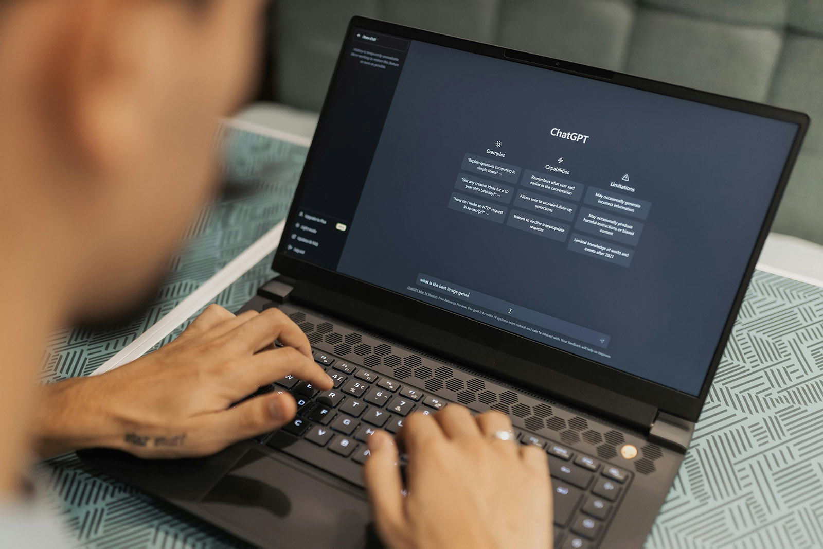 Using ChatGPT on a laptop